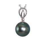 Genuine 10-12.5mm Tahiti Black Pearl Pendant Necklace in AAAA Quality 2008TB