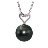 Genuine 9-11mmTahiti Black Pearl Pendant Necklace in AAAA Quality YongStrio 2015TB