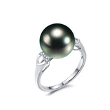 Genuine 11.5-12.0mm Tahiti Black Pearl Ring in AAAA Quality YongStrio 4504TB